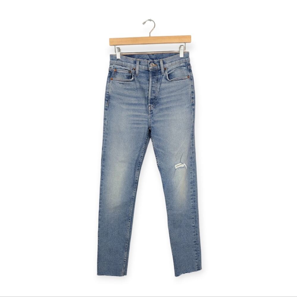Re/Done Women Pants Light Wash 90s High Rise Ankle Crop Jeans Size 26